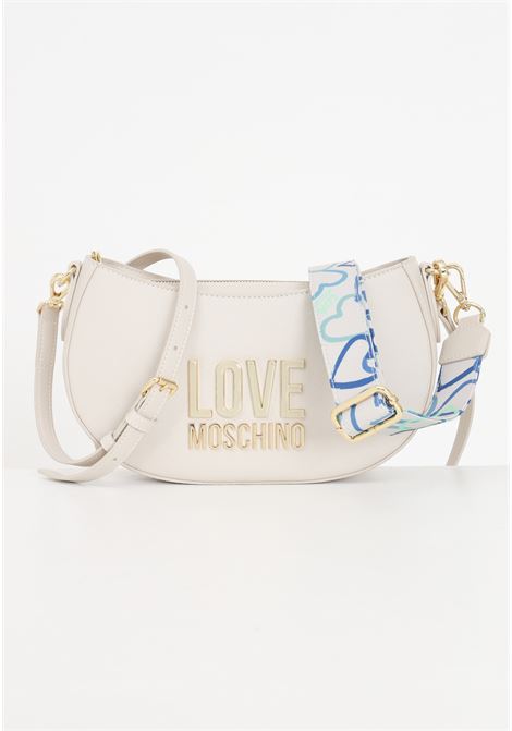 Beige women's bag with printed jelly logo nylon shoulder strap LOVE MOSCHINO | JC4212PP1ILQ111A